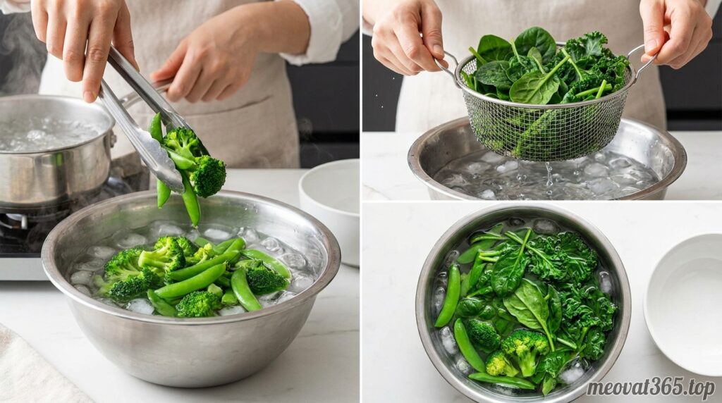 mẹo chần rau giòn xanh